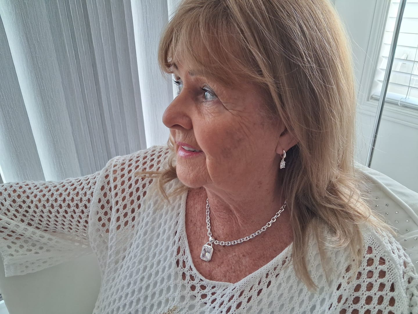 Customer photo review of Baguette-Cut Solitaire Huggies