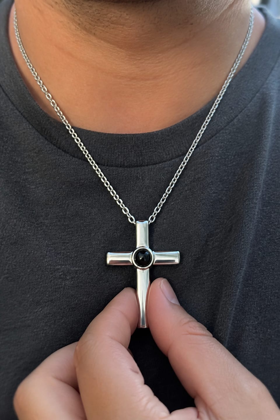 Customer photo review of Cross Projection Necklace