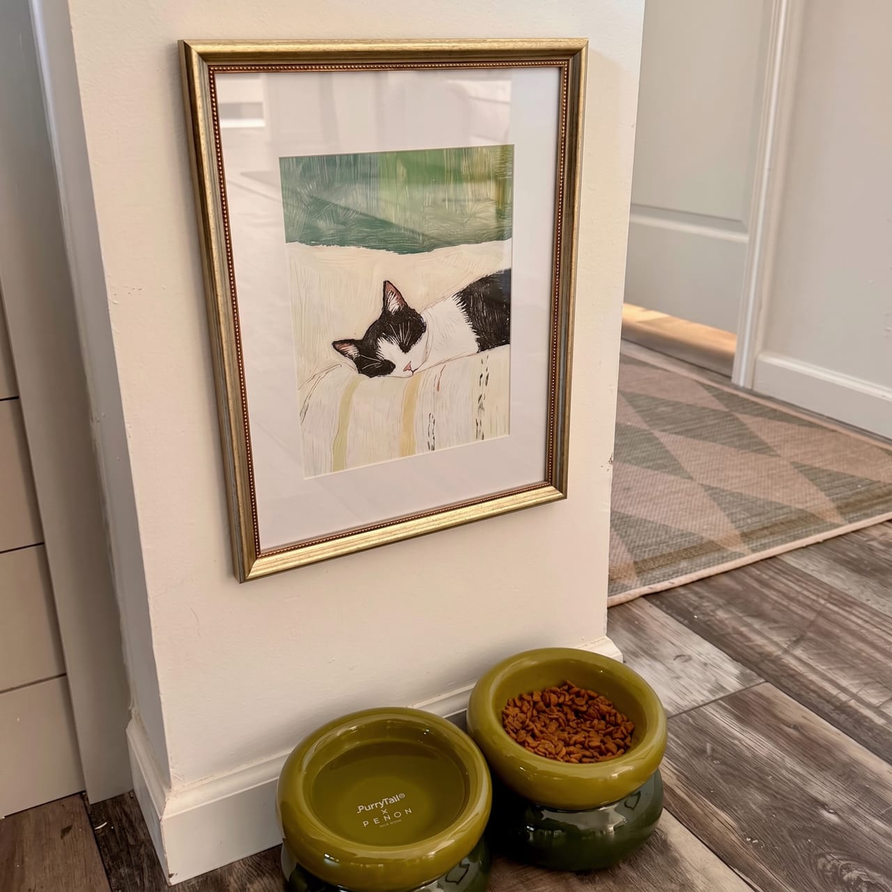 Customer photo review of Sleeping Tuxedo Cat Print