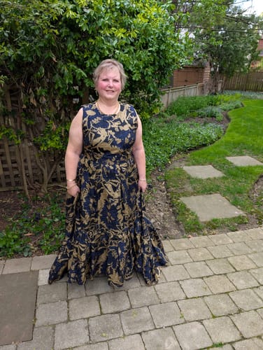 Customer photo review of Claudia High-Low Gown by Mac Duggal - RENTAL