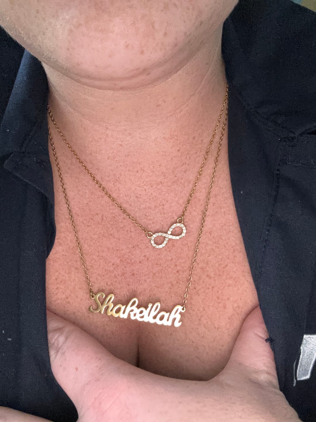 Customer photo review of Iced Infinity Necklace