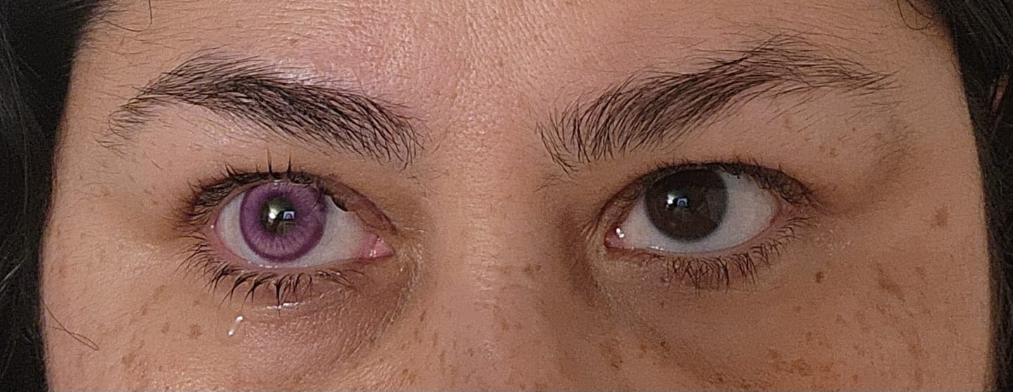 Customer photo review of Cosplay Fairy Purple Colored Contact Lenses