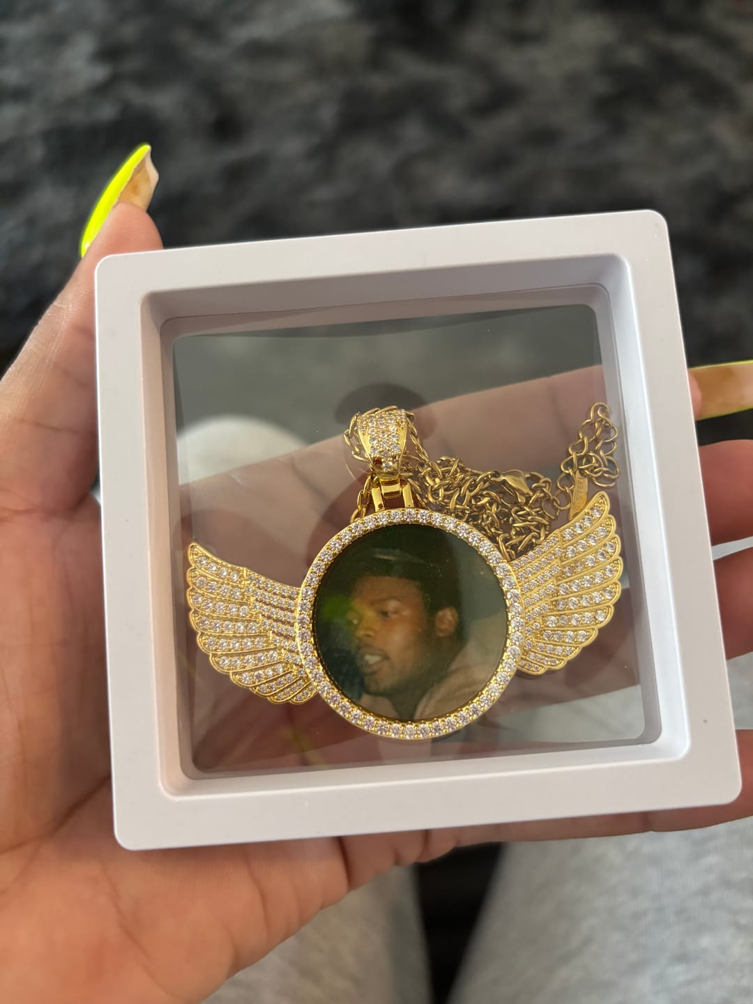 Customer photo review of Iced Angel Photo Pendant Chain