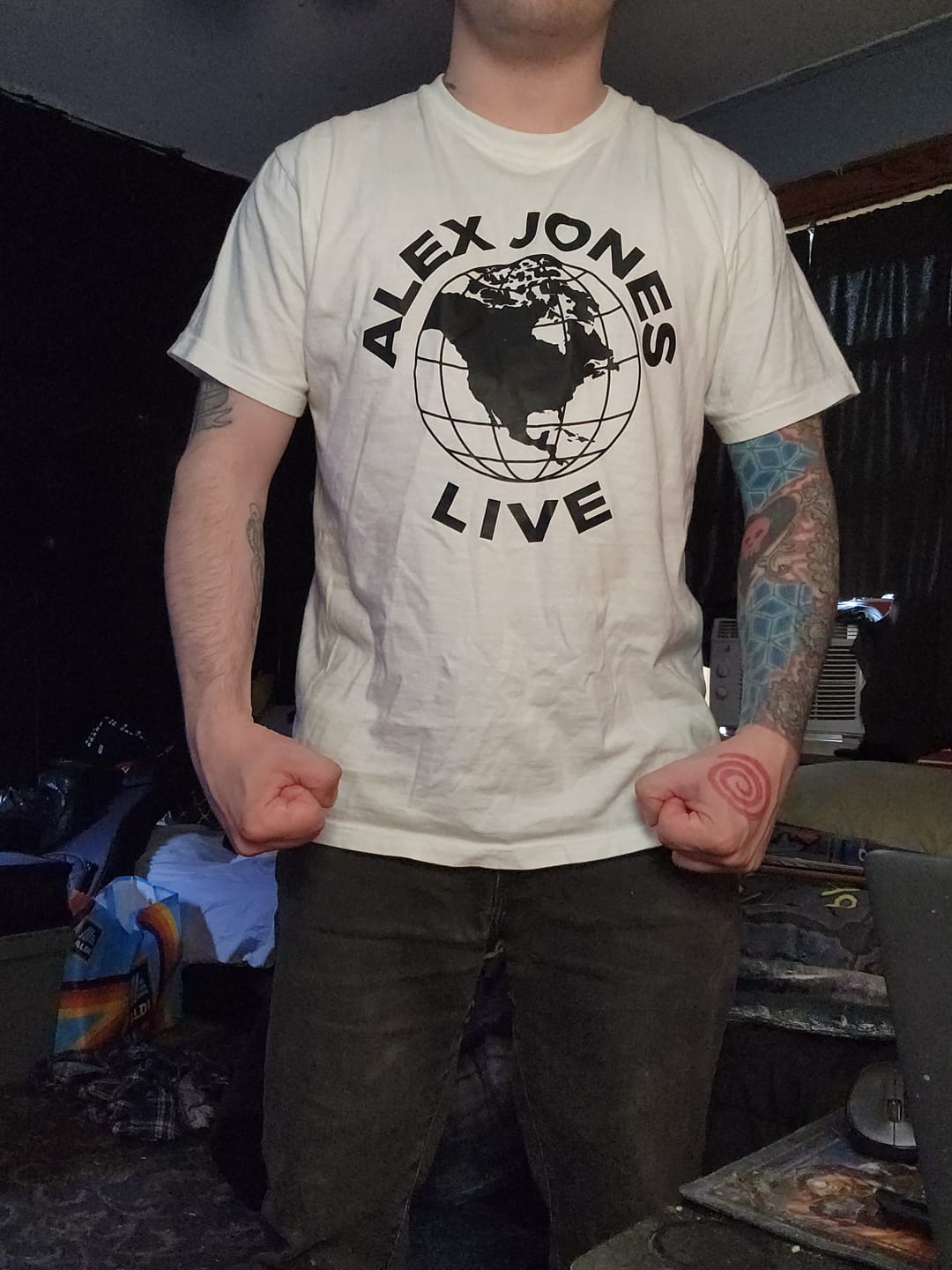 Customer photo review of Alex Jones Live Globe T-Shirt