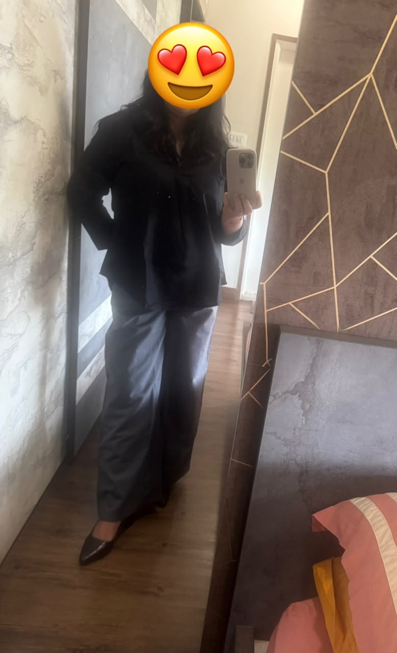 Customer photo review of Women German Grey Airy Linen Wide Leg Pant
