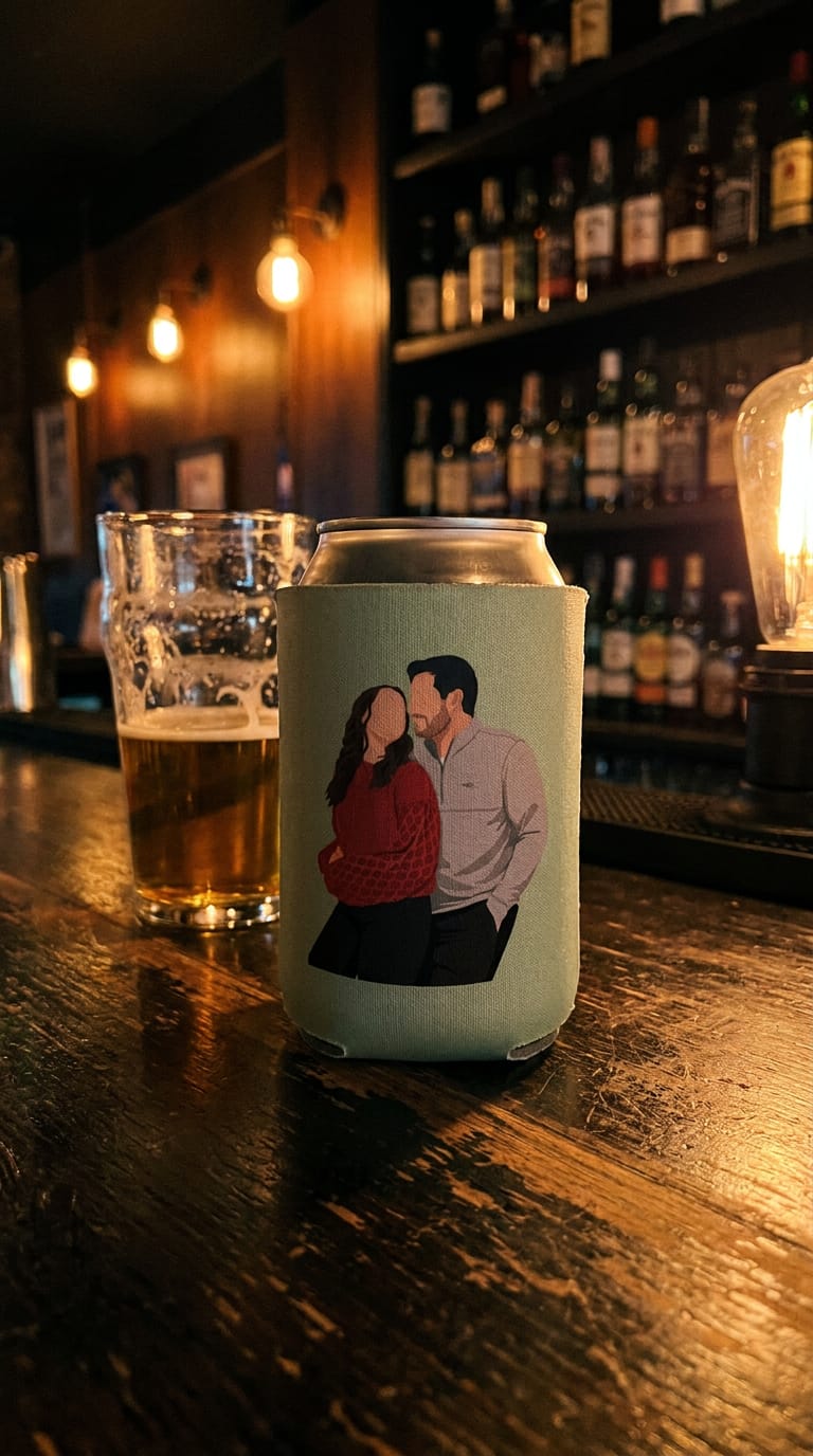Customer photo review of Stubby Holders with minimalist style artwork