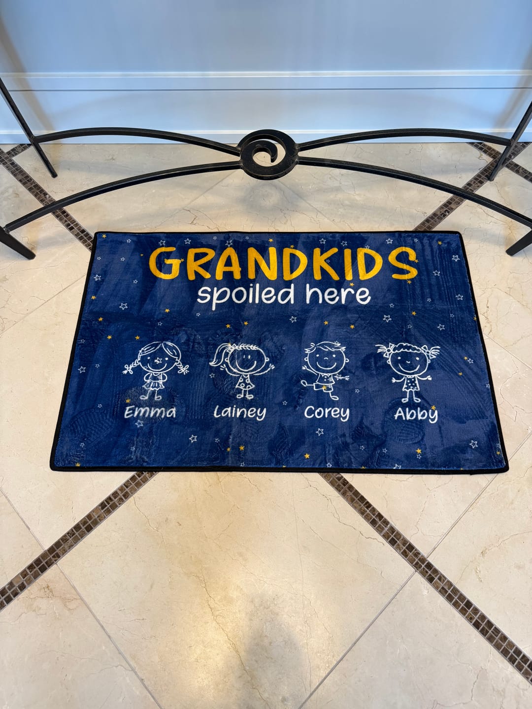 Customer photo review of Grandkids Spoiled Here Doodle - Personalized Doormat