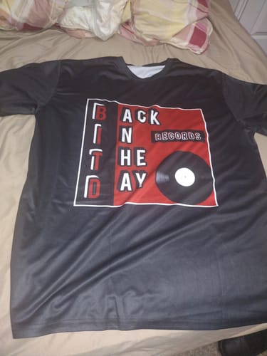 Customer photo review of Custom Black White-Gray Classic Style Crew neck T-Shirts Full Sublimated
