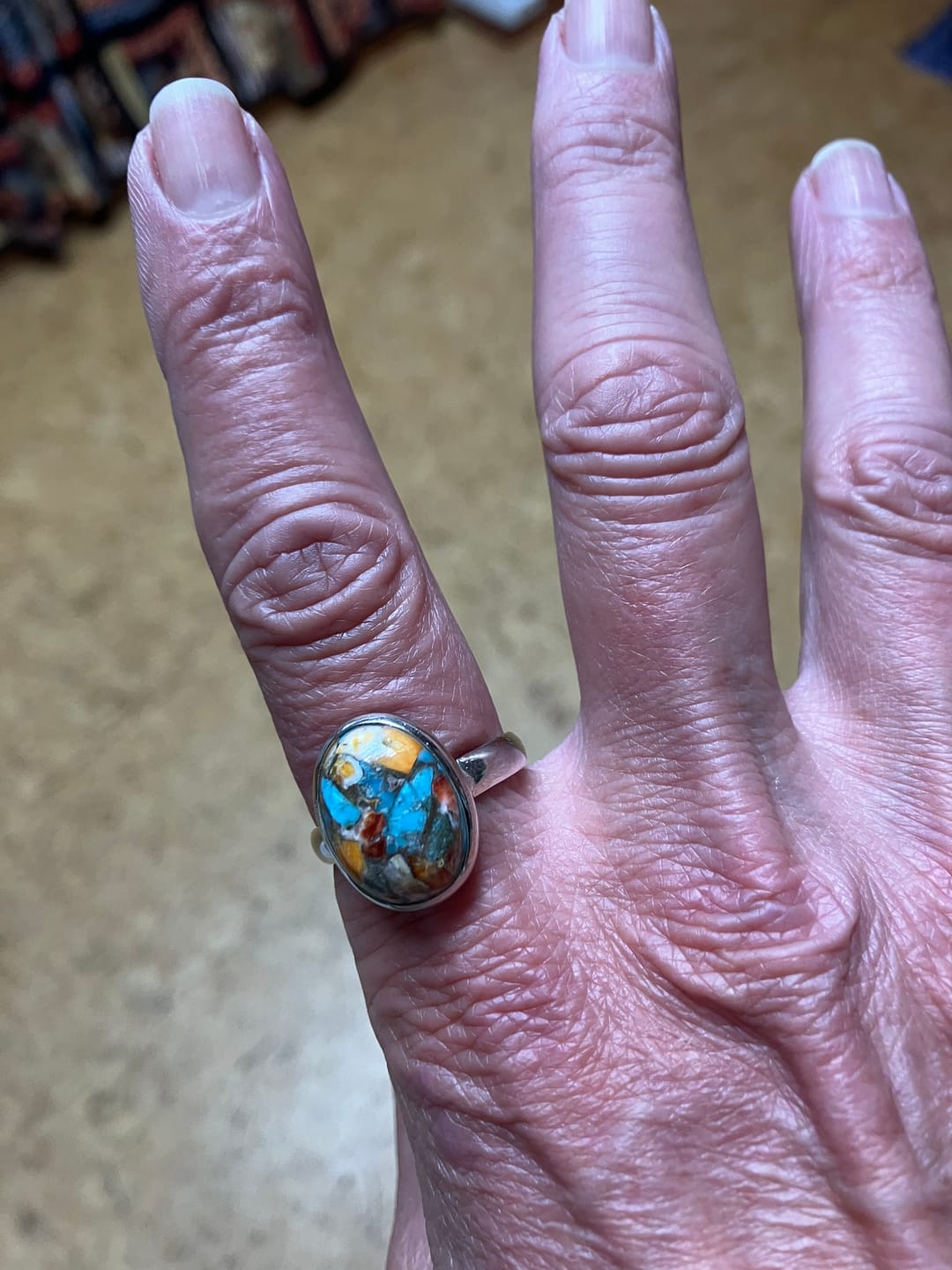 Customer photo review of Oyster Copper Turquoise Ring Sterling Silver