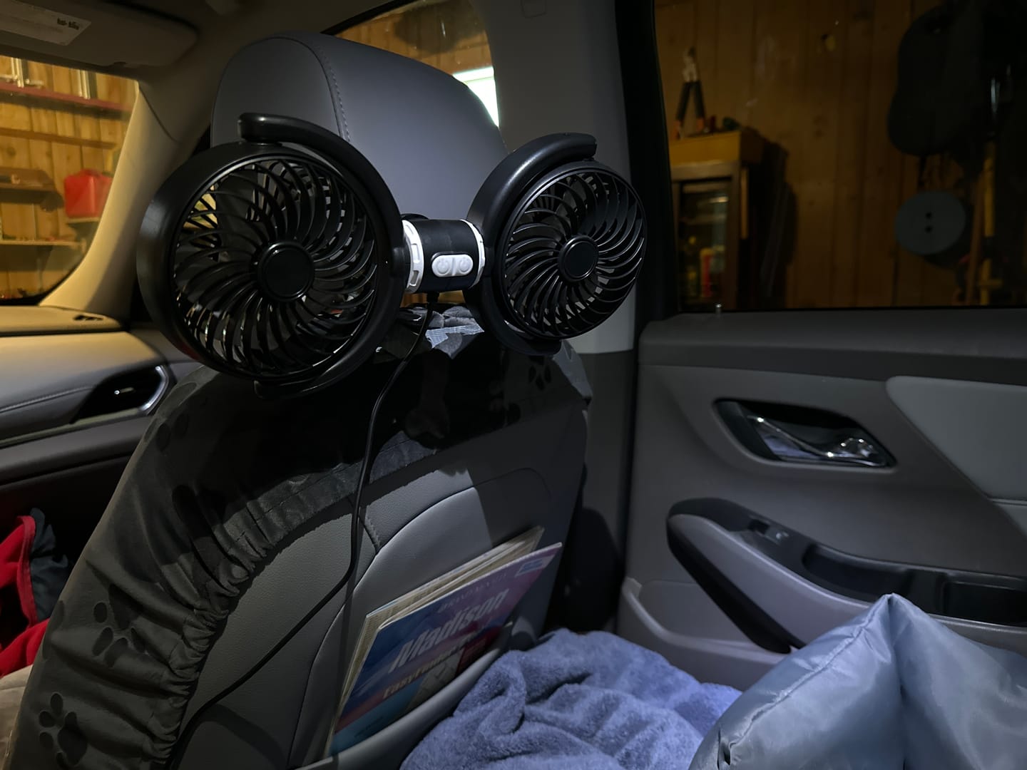Customer photo review of NEW Adjustable Backseat Dual Cooling Fans (Compatible with USB-A plug Only)