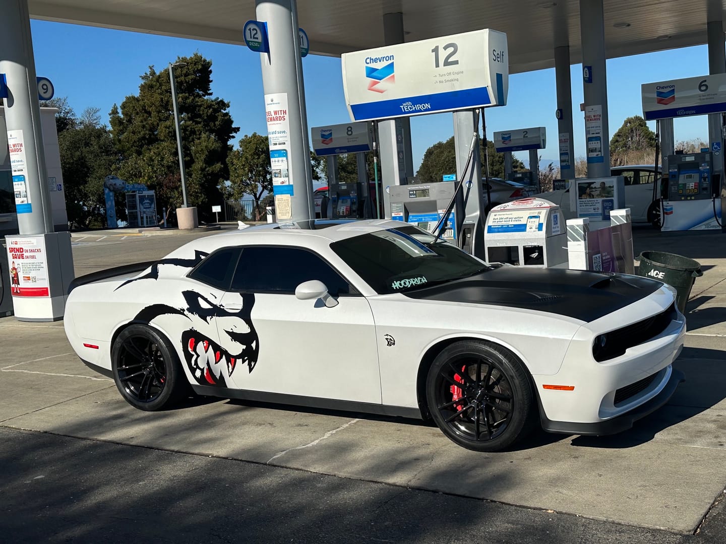 Customer photo review of Hellcat Decal Sticker for Challenger, Charger, Durango SRT. Blood Splatter Car Decal. #6993