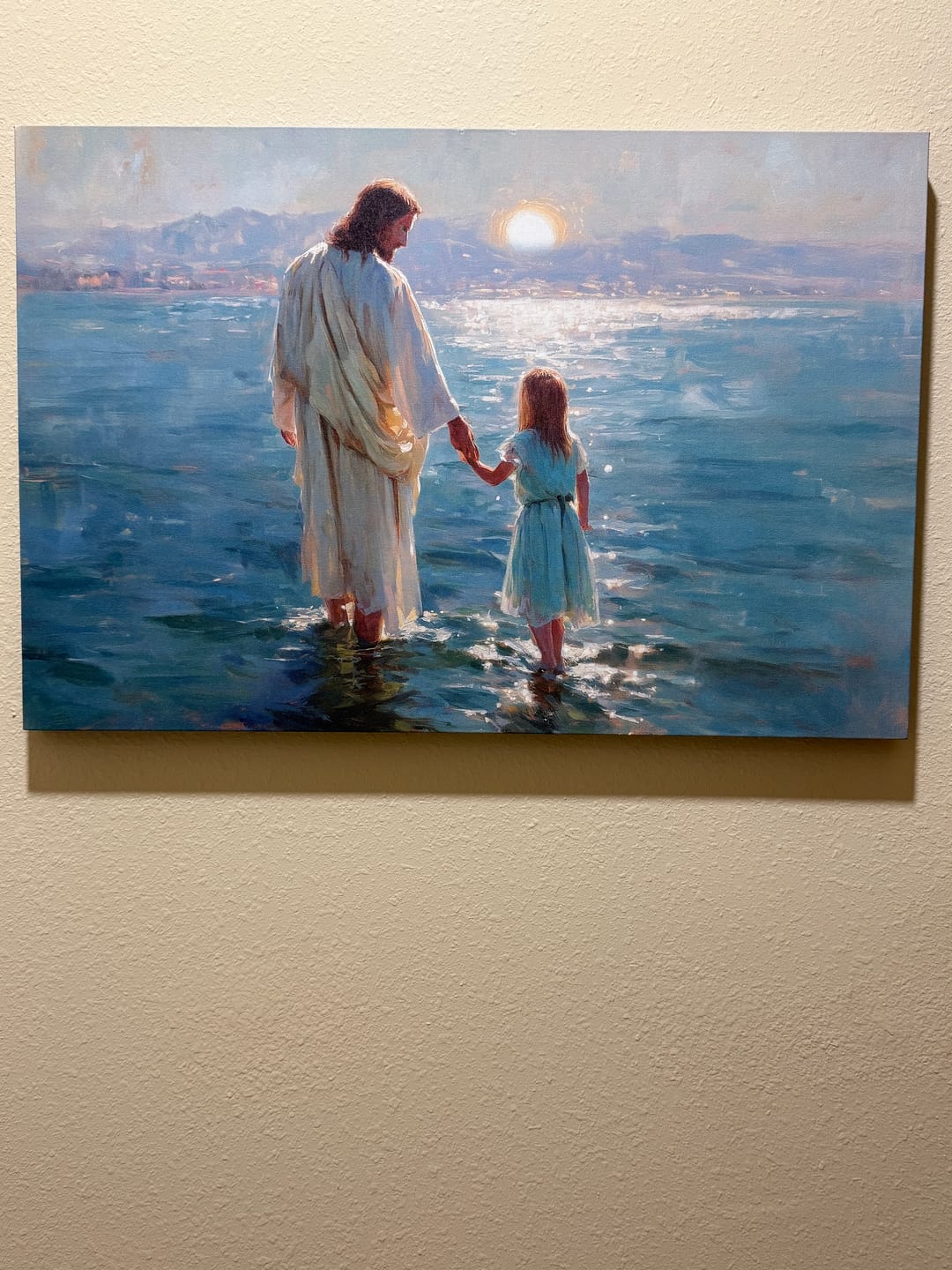 Customer photo review of Jesus and Little Girl on the Water – Christian Wall Art Canvas