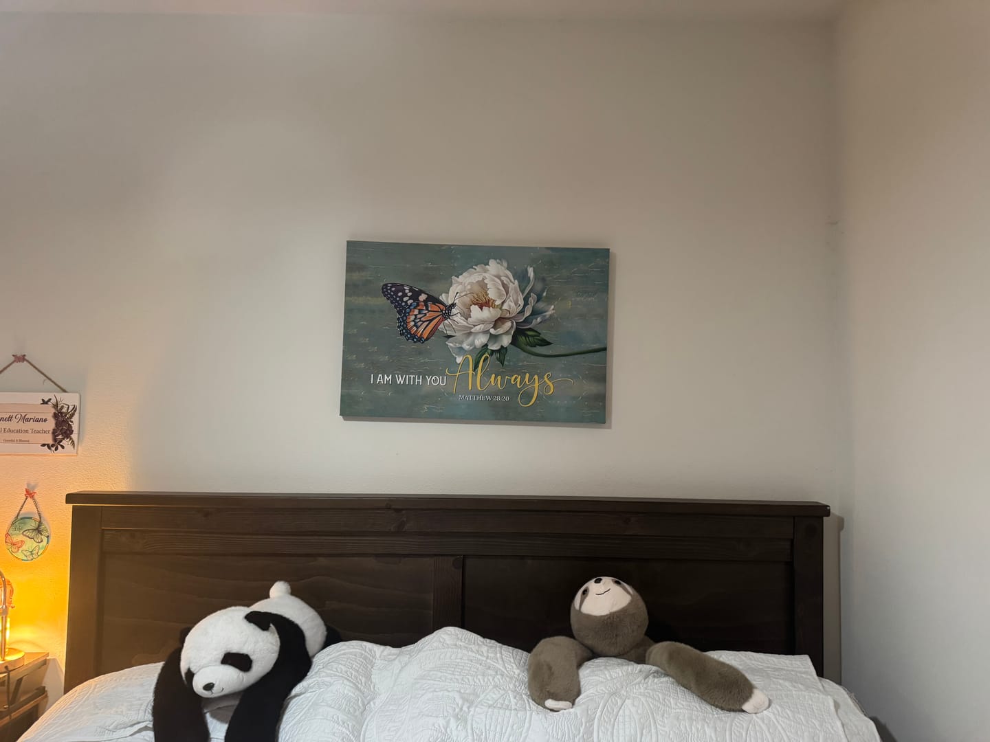 Customer photo review of I Am With You Always Matthew 28:20, Butterfly White Peony, Wall Art Canvas Print