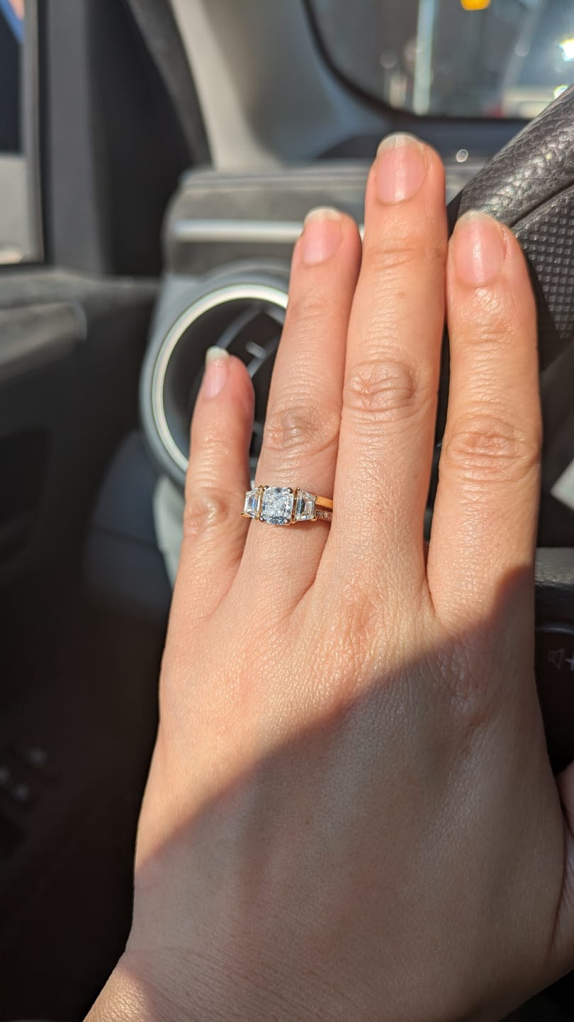 Customer photo review of Unique Insert Wedding Band Engagement Ring Enhancer In Sterling Silver