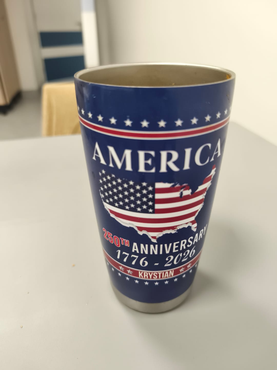 Customer photo review of Personalized Family Name America 250th Anniversary Tumbler