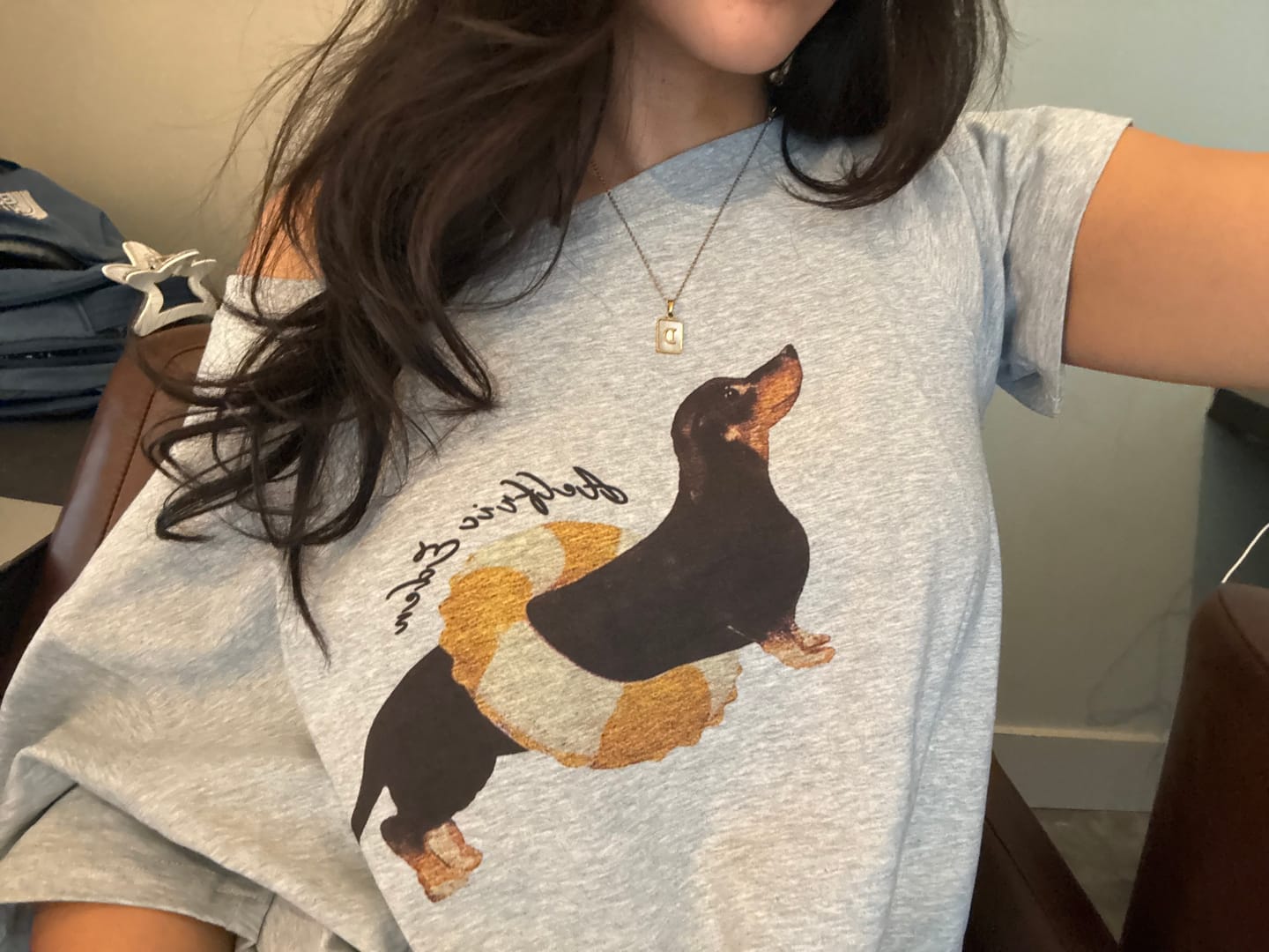 Customer photo review of Aelfric Eden Dachshund Off-The-Shoulder Tee