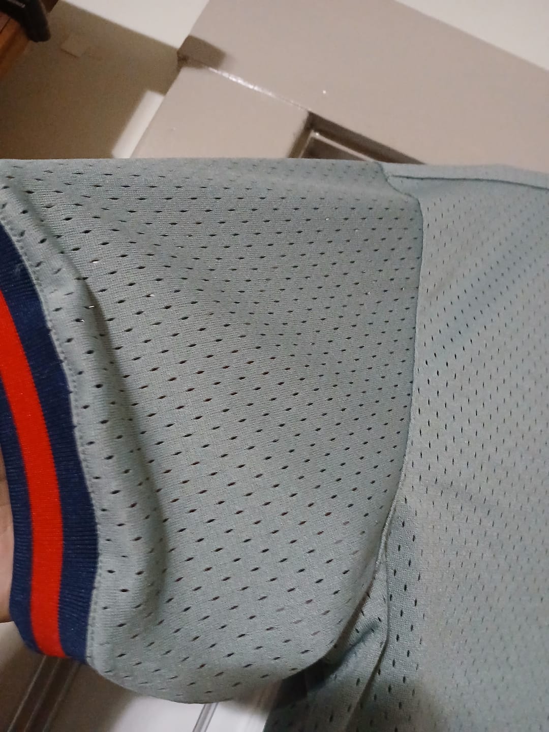 Customer photo review of Custom Gray Navy-Red Authentic Throwback Baseball Jersey