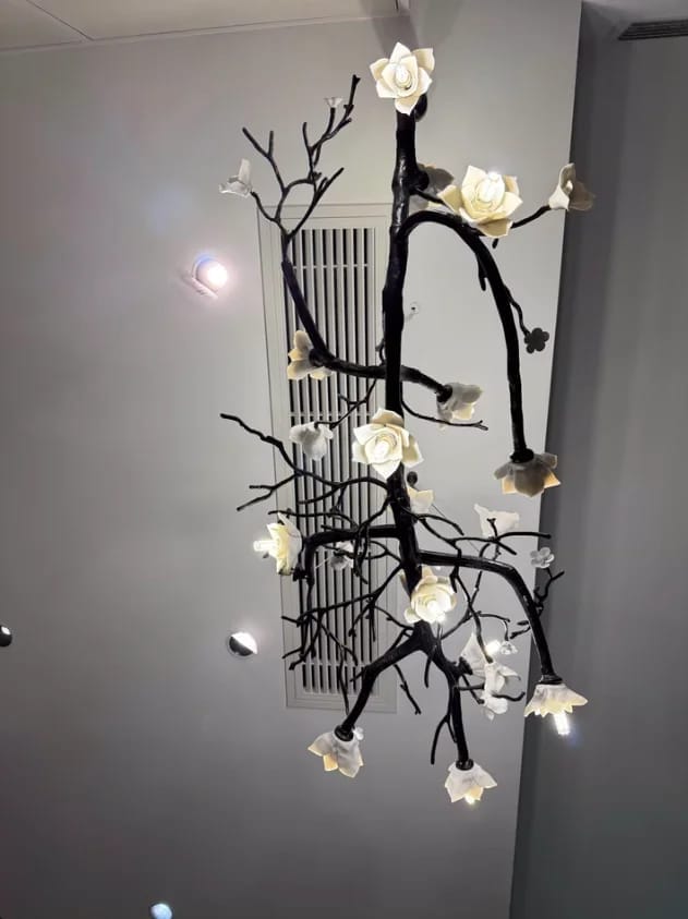 Customer photo review of Wanos Crystal Flower Branch Chandelier for Staircase