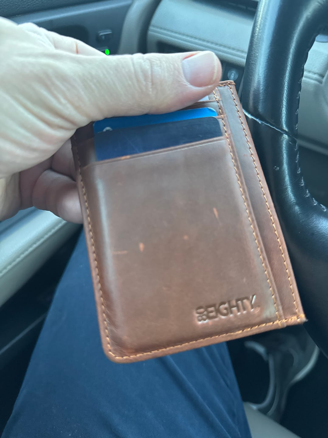 Customer photo review of 80Eighty® Cognac Leather Wallet