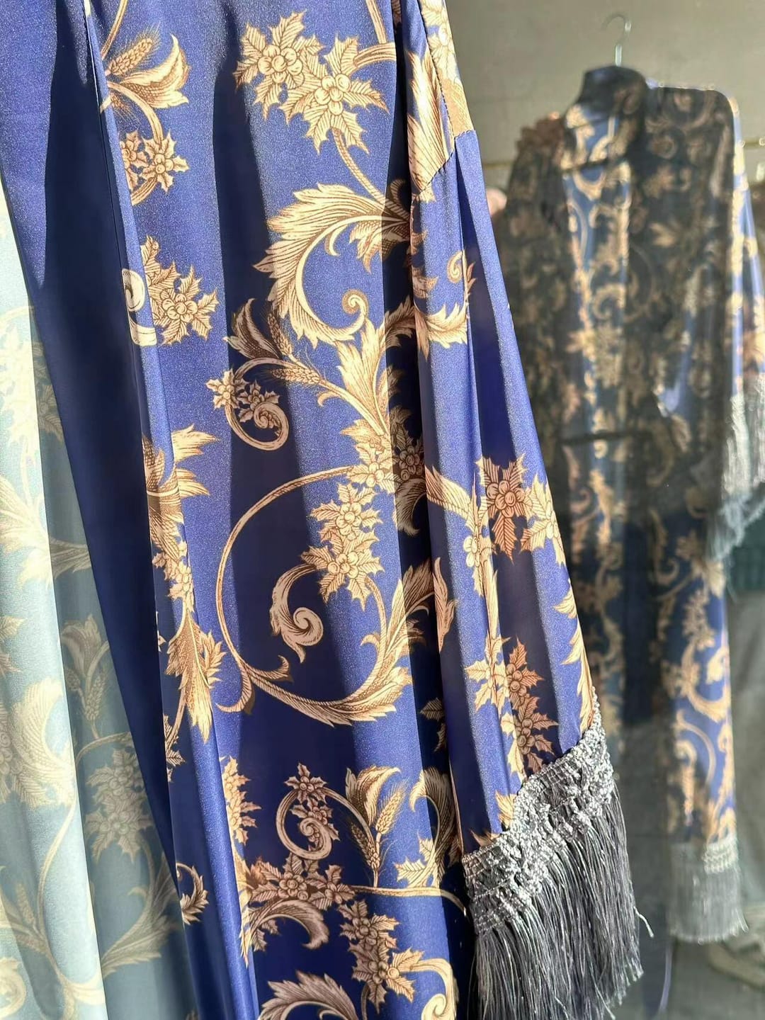 Customer photo review of Tassels Blue Kimono Robe