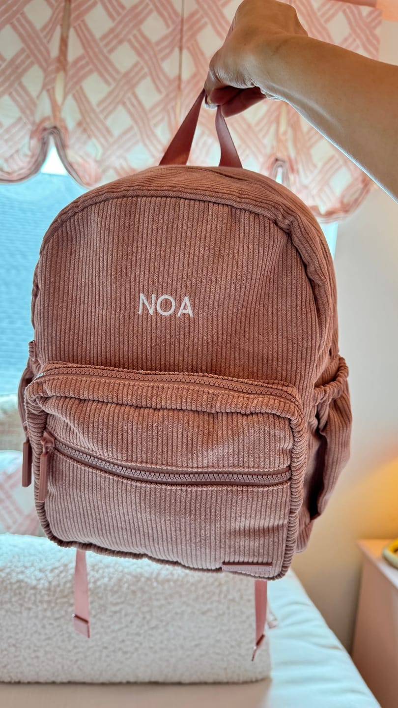 Customer photo review of Yooushi® Corduroy Backpack – Dusty Pink