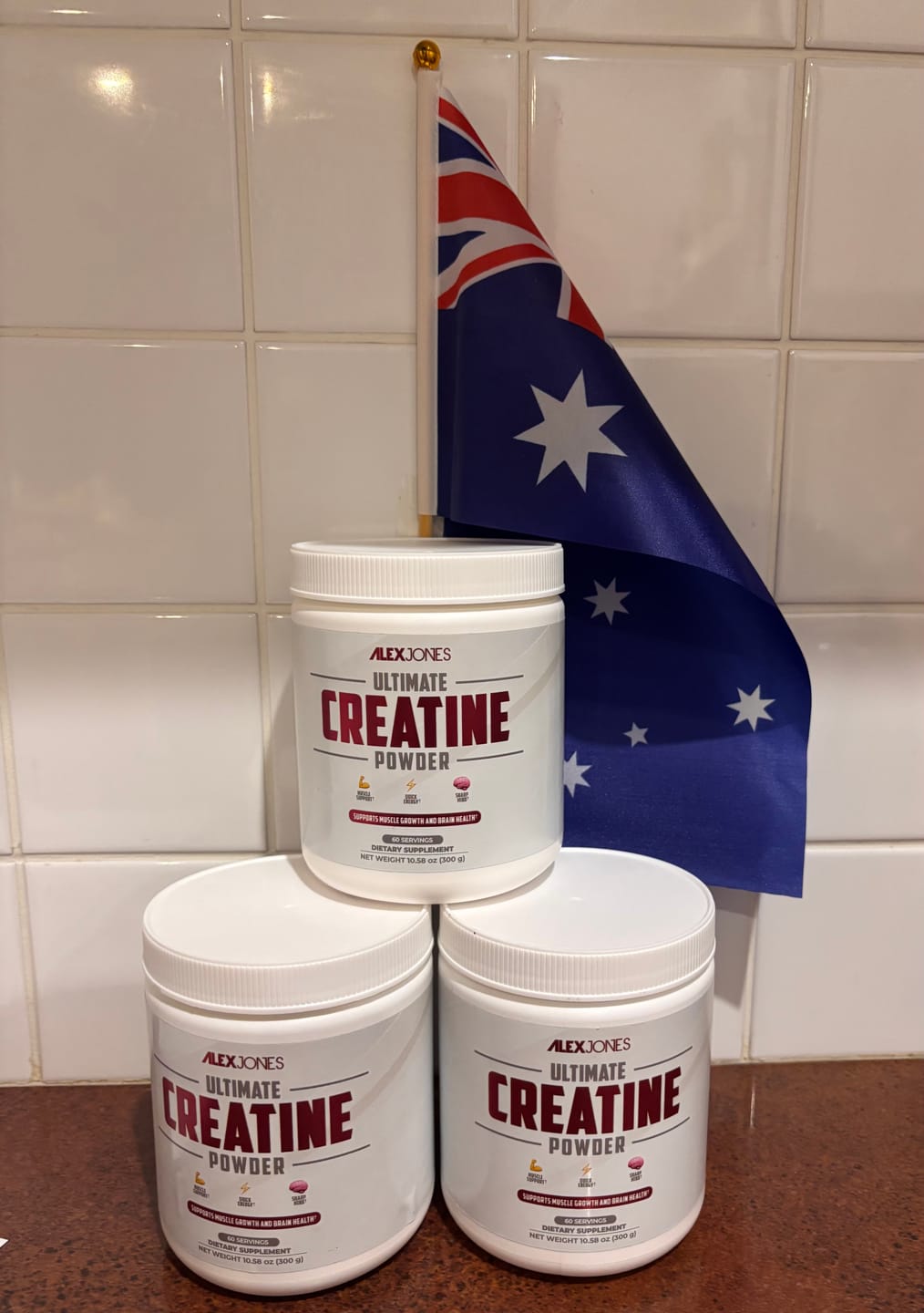 Customer photo review of Ultimate Creatine Powder by Alex Jones (300 Grams) (60 Servings)