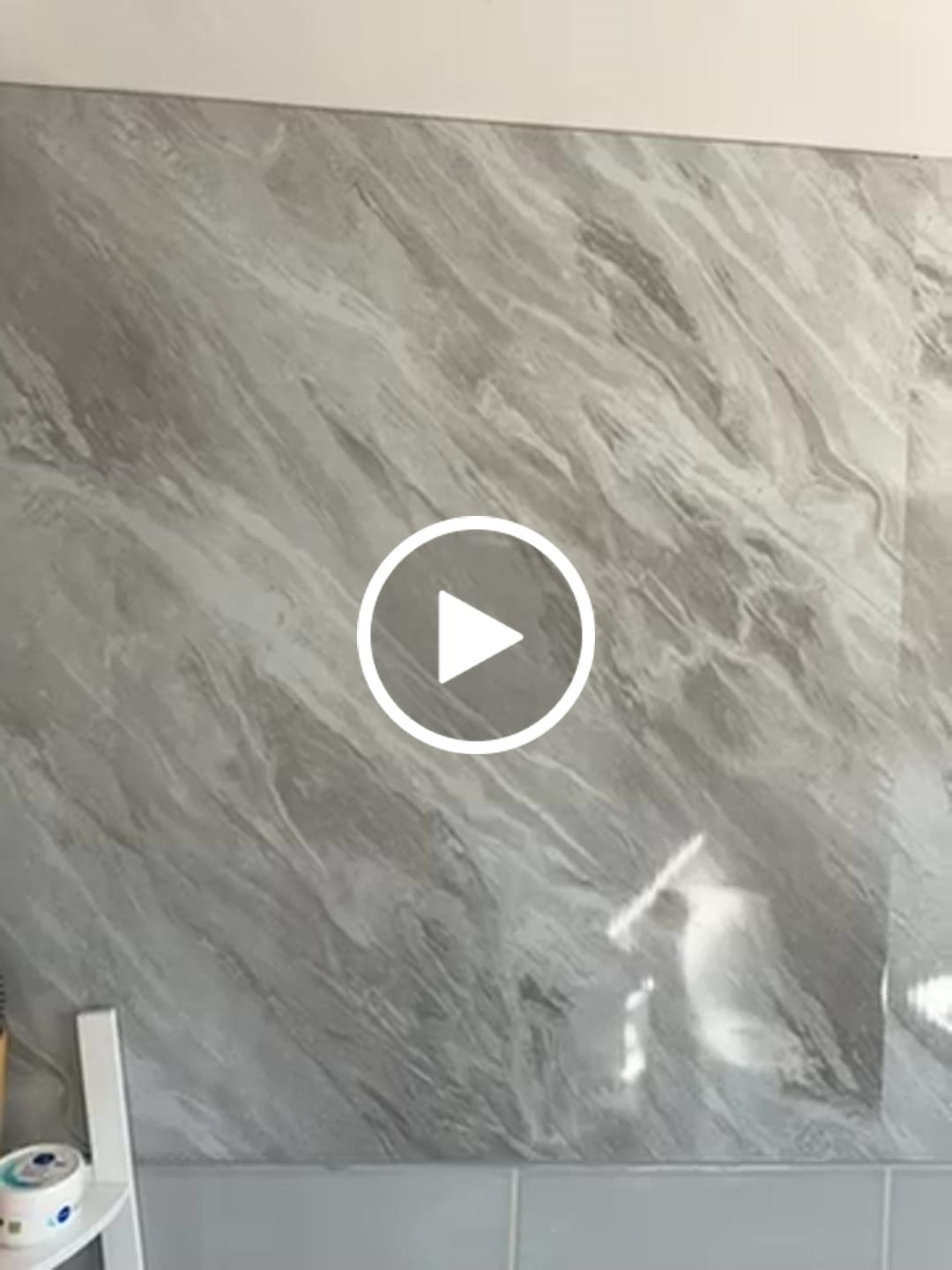Customer video review of Premium Grey Stone Marble Gloss Shower Wall Panel - 1M x 2.4M