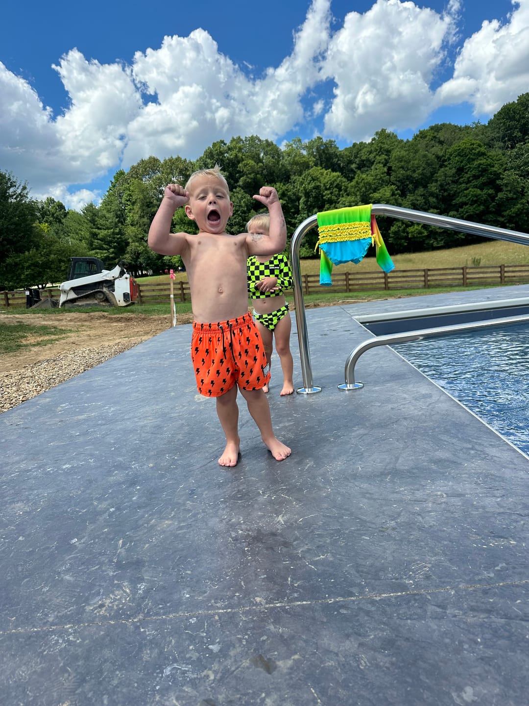 Customer photo review of Hybrid Swim Trunks in Neon Valencia x Jagger