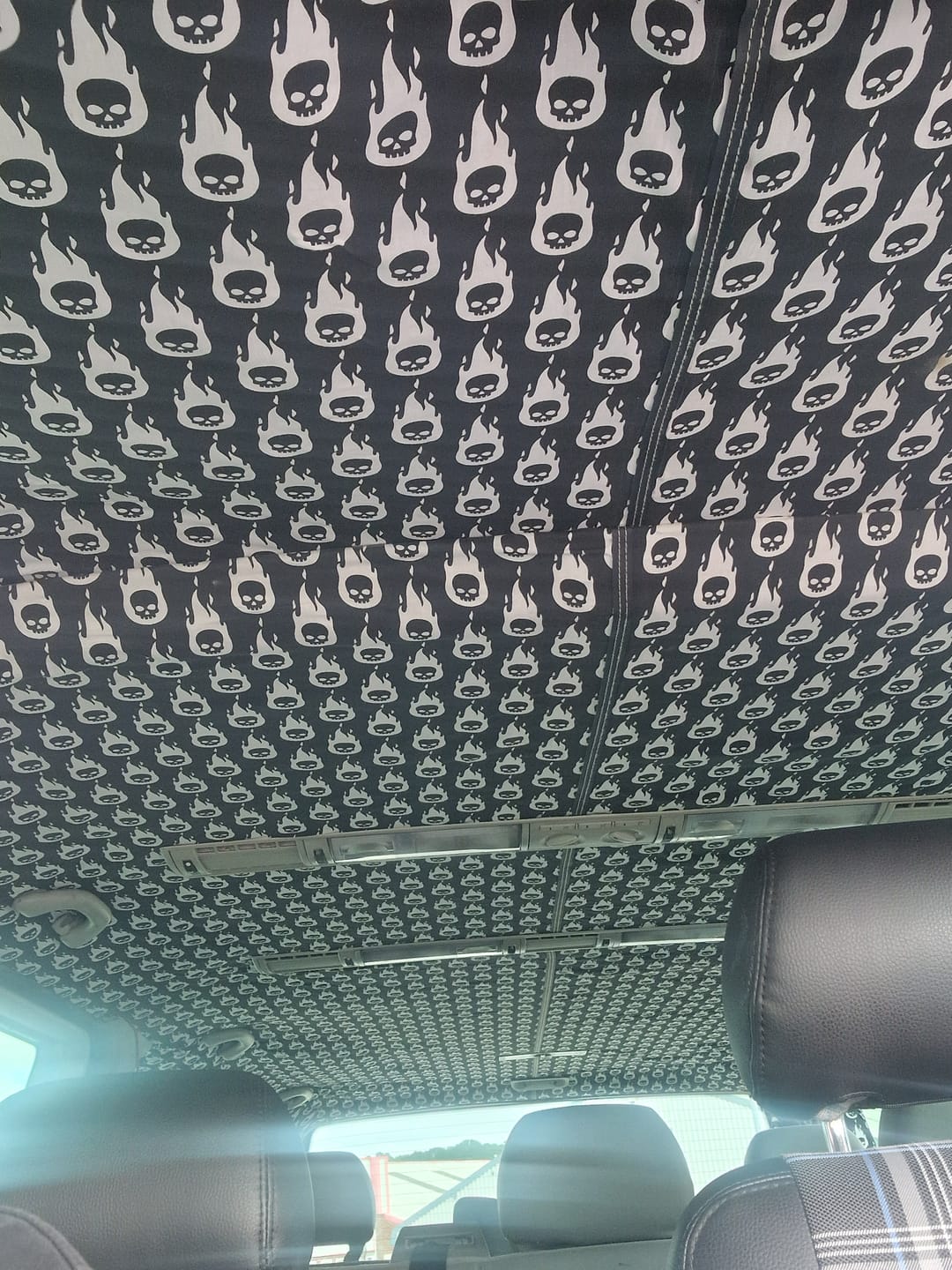 Customer photo review of Flaming Skulls Polycotton Fabric