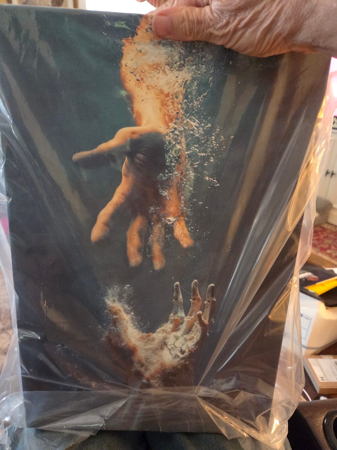 Customer photo review of The Hand Of God, Jesus Reaching Into Water, Wall Art Canvas