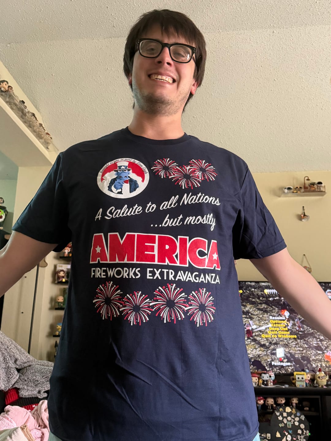 Customer photo review of Sam Eagle Salute To All Nations Muppet Vision 3D Shirt