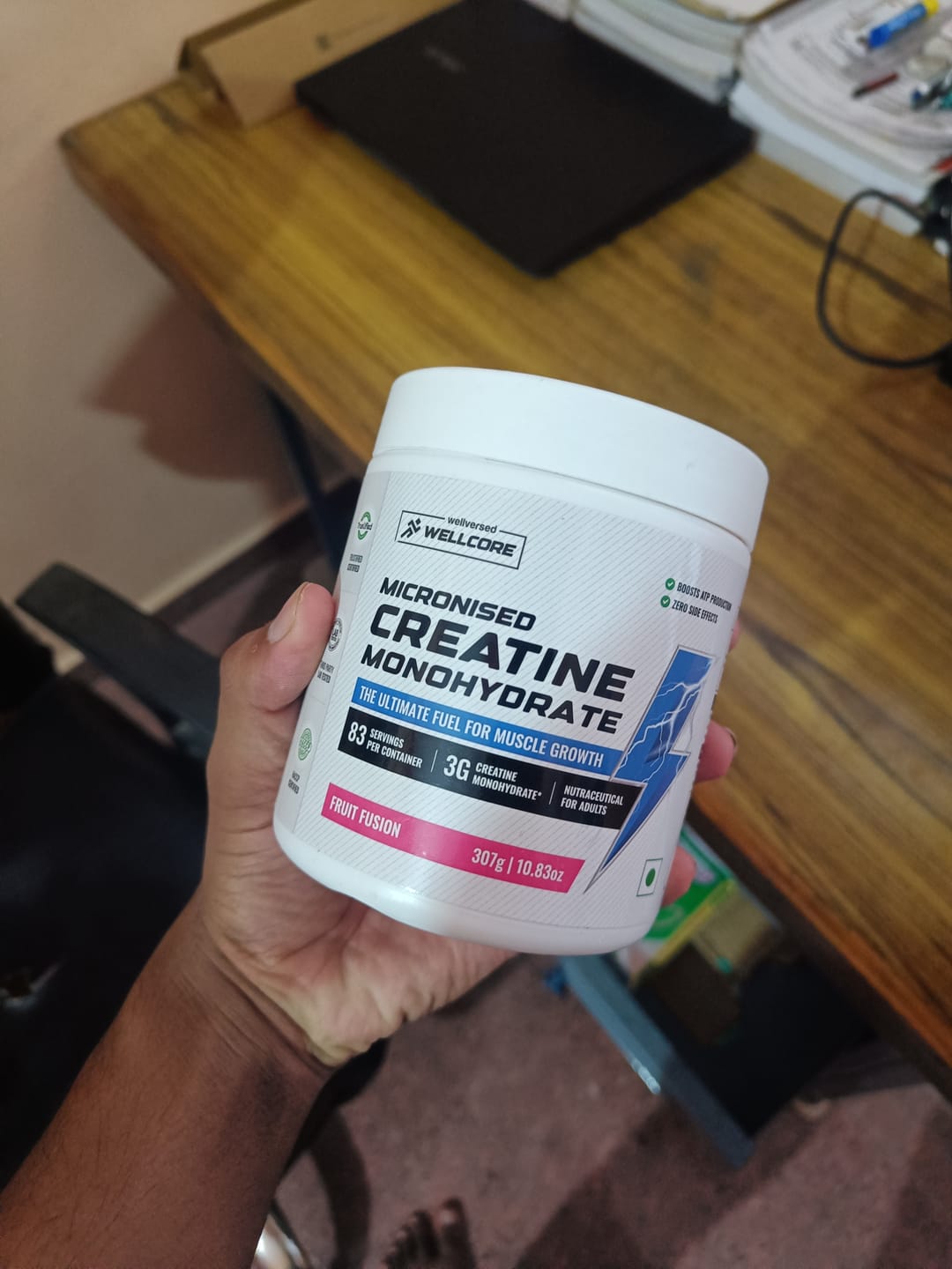 Customer photo review of Wellcore - Pure Micronised Creatine Monohydrate (307g, 83 Servings) Fruit Fusion