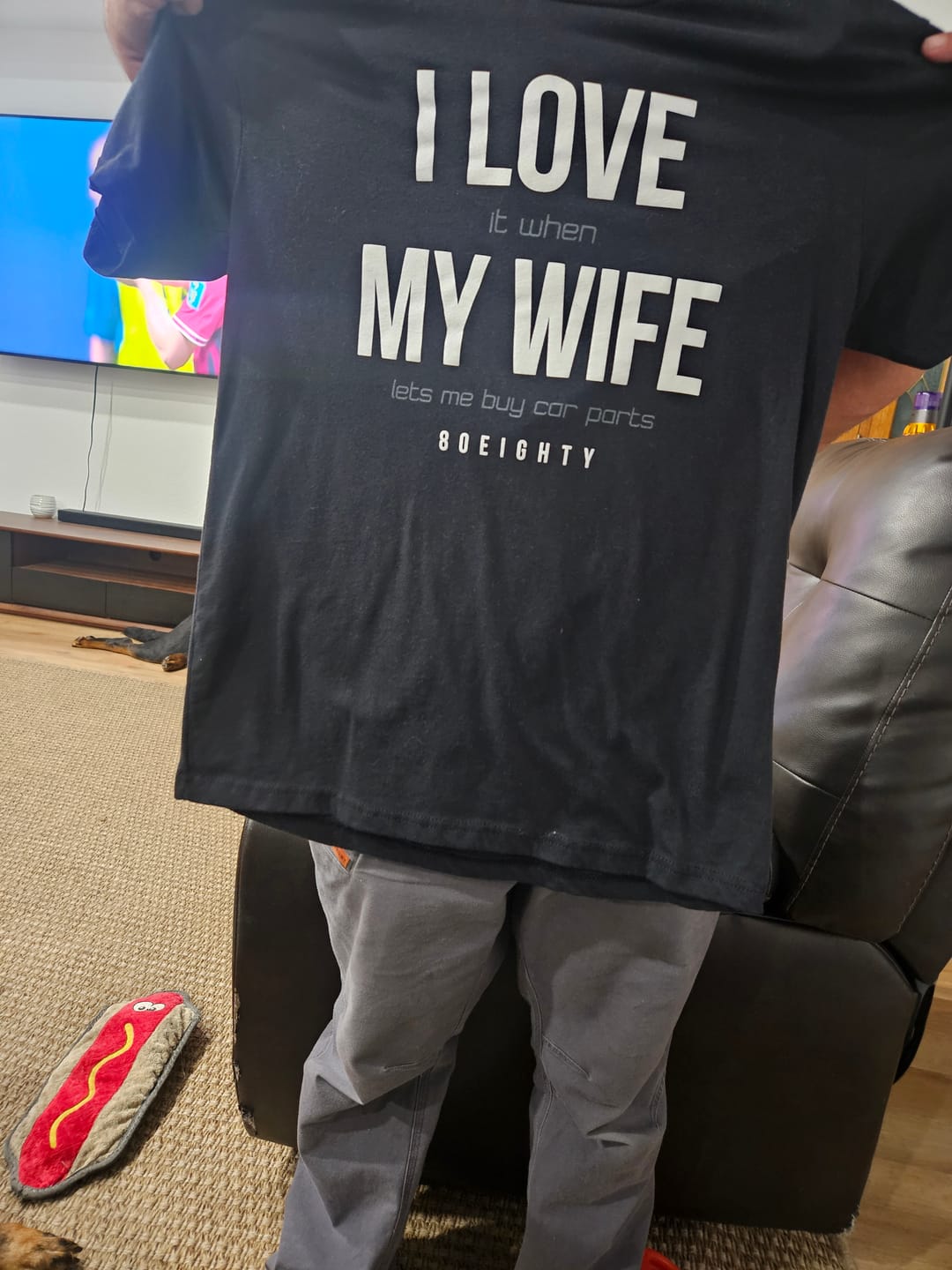 Customer photo review of 80Eighty® Love My Wife Shirt