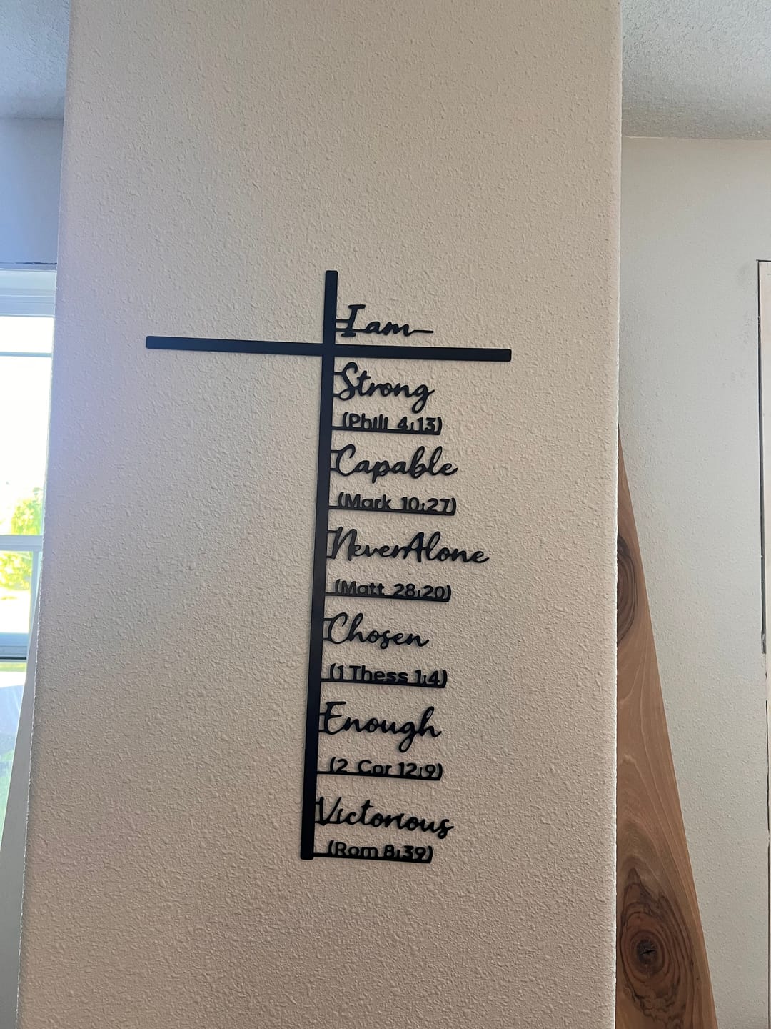 Customer photo review of Christianartworkshop Biblical Verse Cross Metal Wall Decor: Daily Faith Reminder