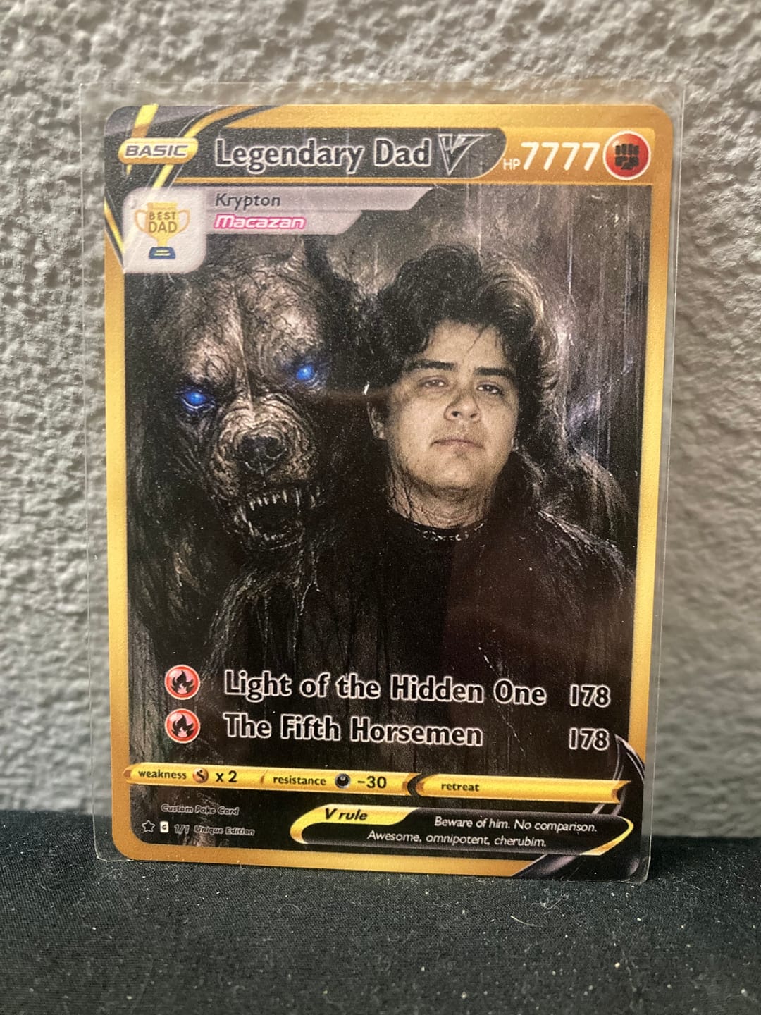 Customer photo review of Best Dad Ever Pokemon Card, Custom Pokemon Card  - Anime-Inspired Personalized Pokemon Card for Dad - Perfect Gift for Dad - CPC-50