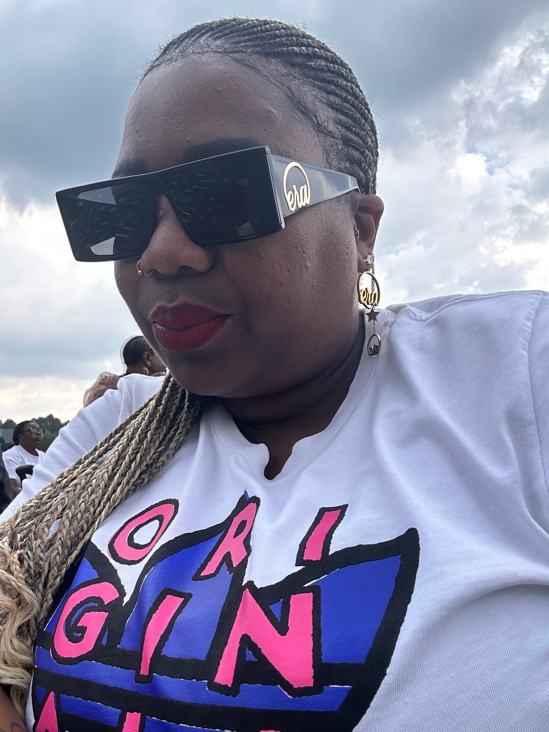 Customer photo review of Black Era Adore Gold Earrings