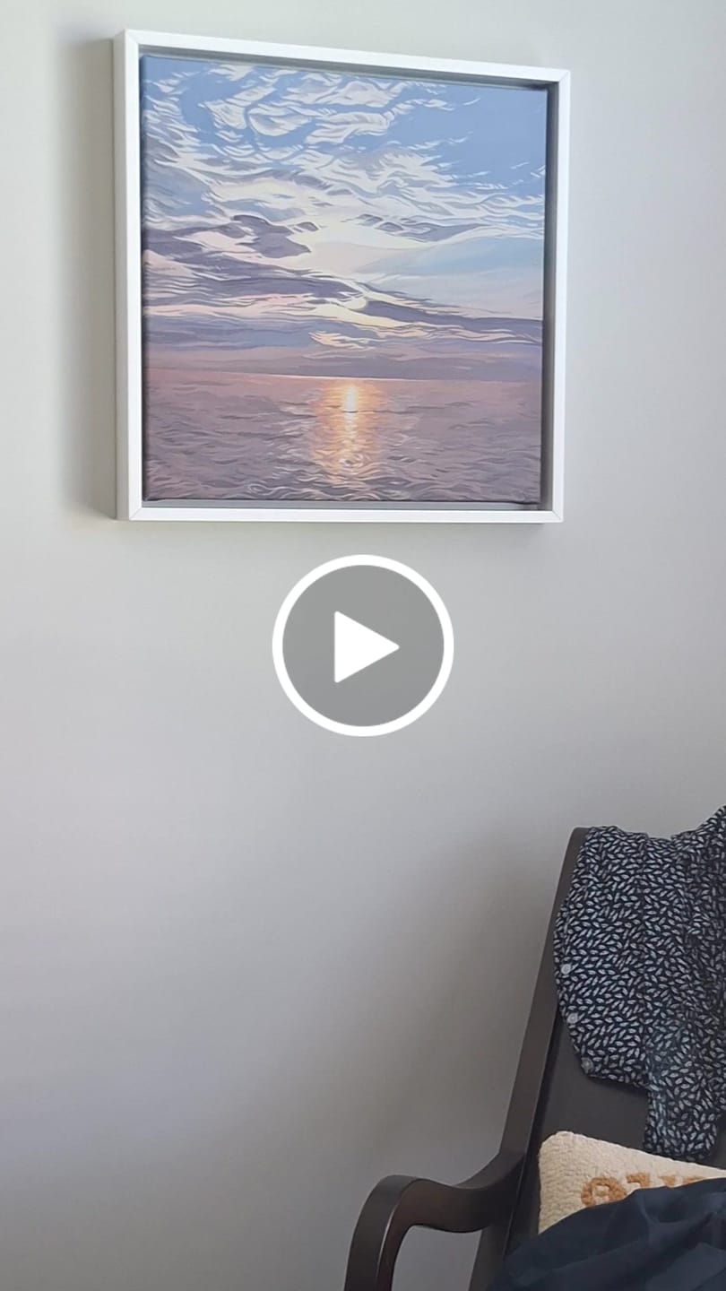 Customer video review of Lake Michigan Sunset Painting, Framed Canvas Print -  “Be Still”