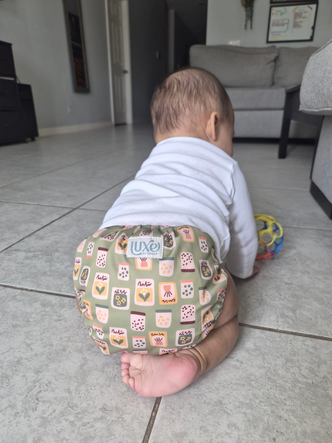 Customer photo review of Luxe Pocket Cloth Diaper with Dual Inner Gussets and Athletic Wicking Jersey