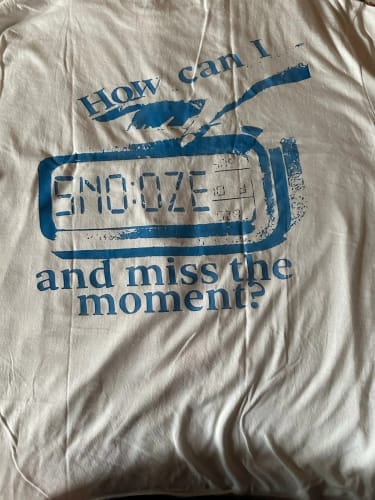 Customer photo review of CARNIVL™ "How Can I Snooze" T-shirt