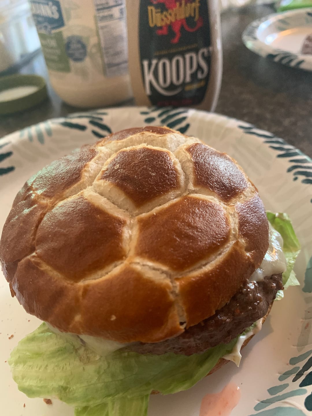 Customer photo review of Pretzel Sandwich Rolls (5 pack)
