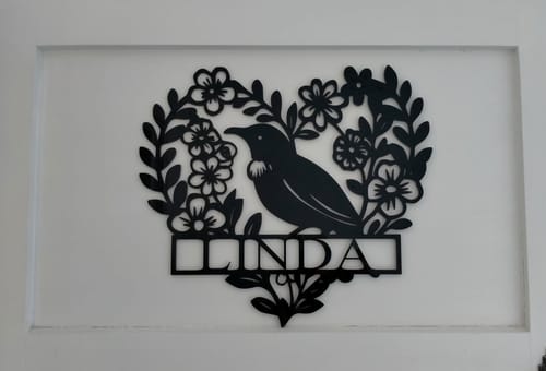 Customer photo review of Personalised Floral Tūī Heart Wall Décor