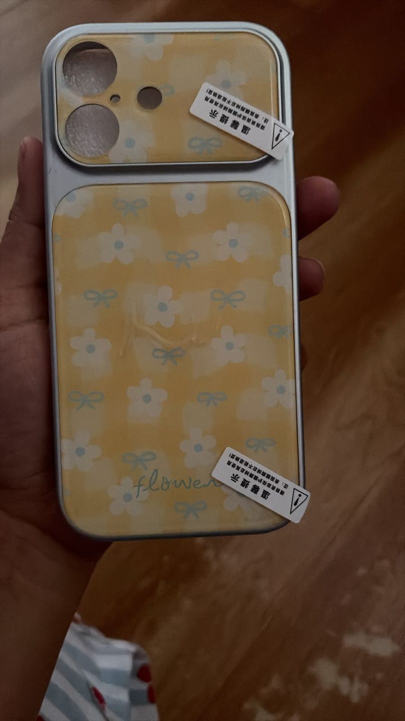 Customer photo review of Cute Yellow Floral Checks Silver Bumper Pre-Order iPhone Case