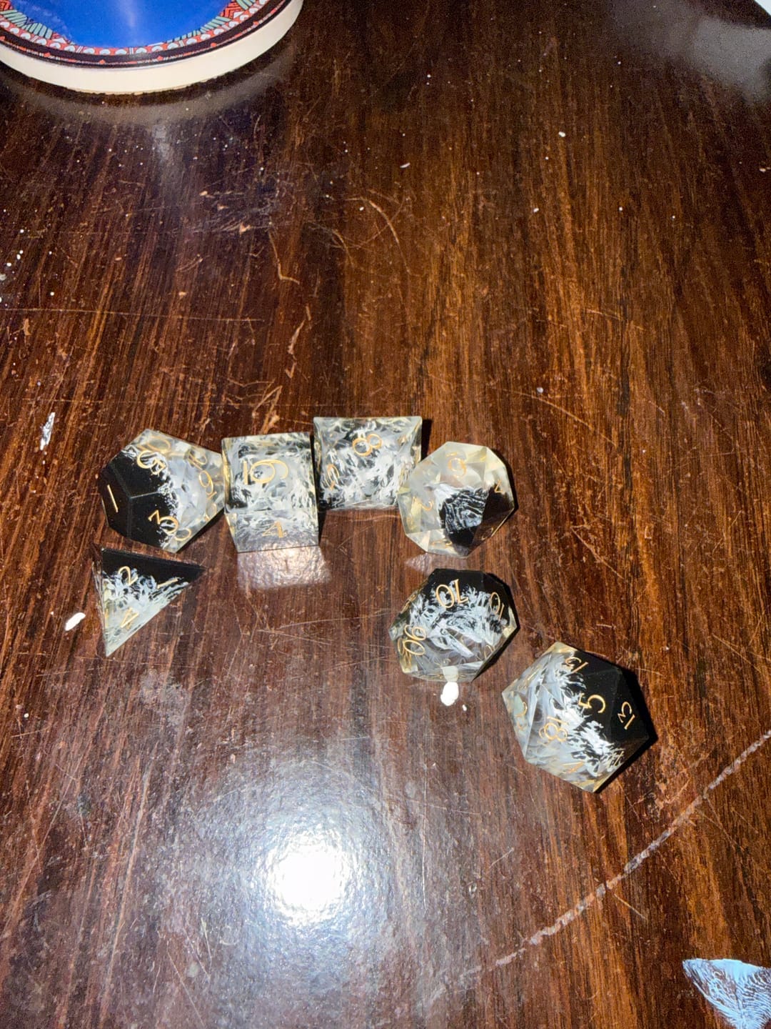 Customer photo review of URWizards D&D Resin Engraved Dice Set Mysterious Realm -the Alps