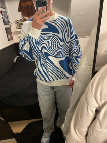 Customer photo review of CARNIVL™ Wavy Knitted Sweater Navy Blue