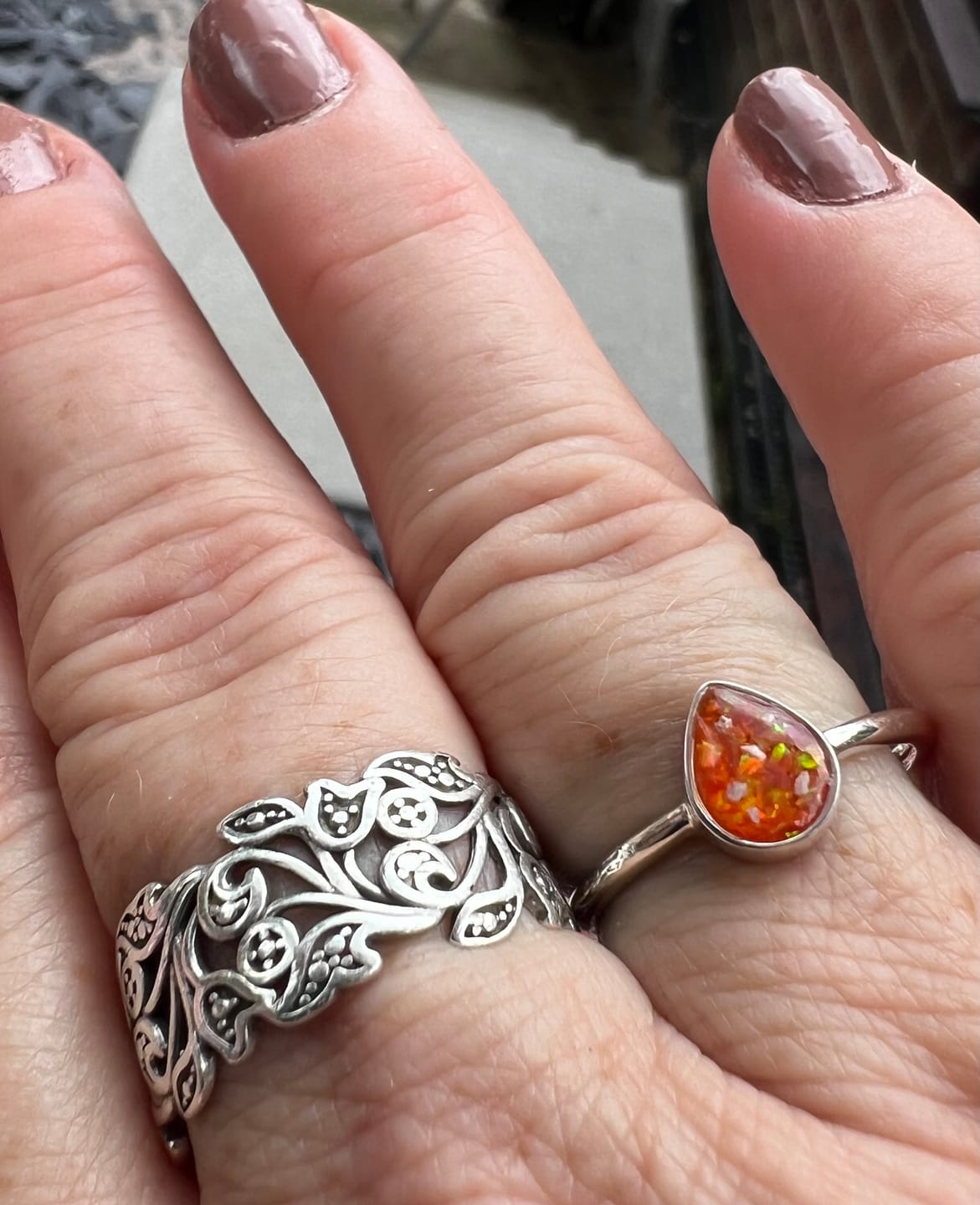 Customer photo review of Silent Teardrop Ring
