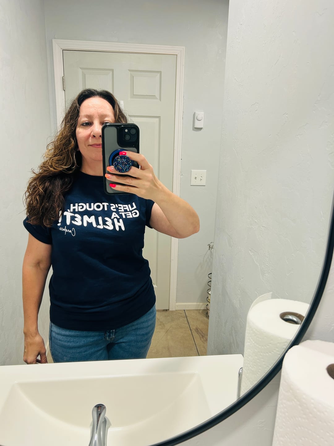 Customer photo review of Get A Helmet T-Shirt