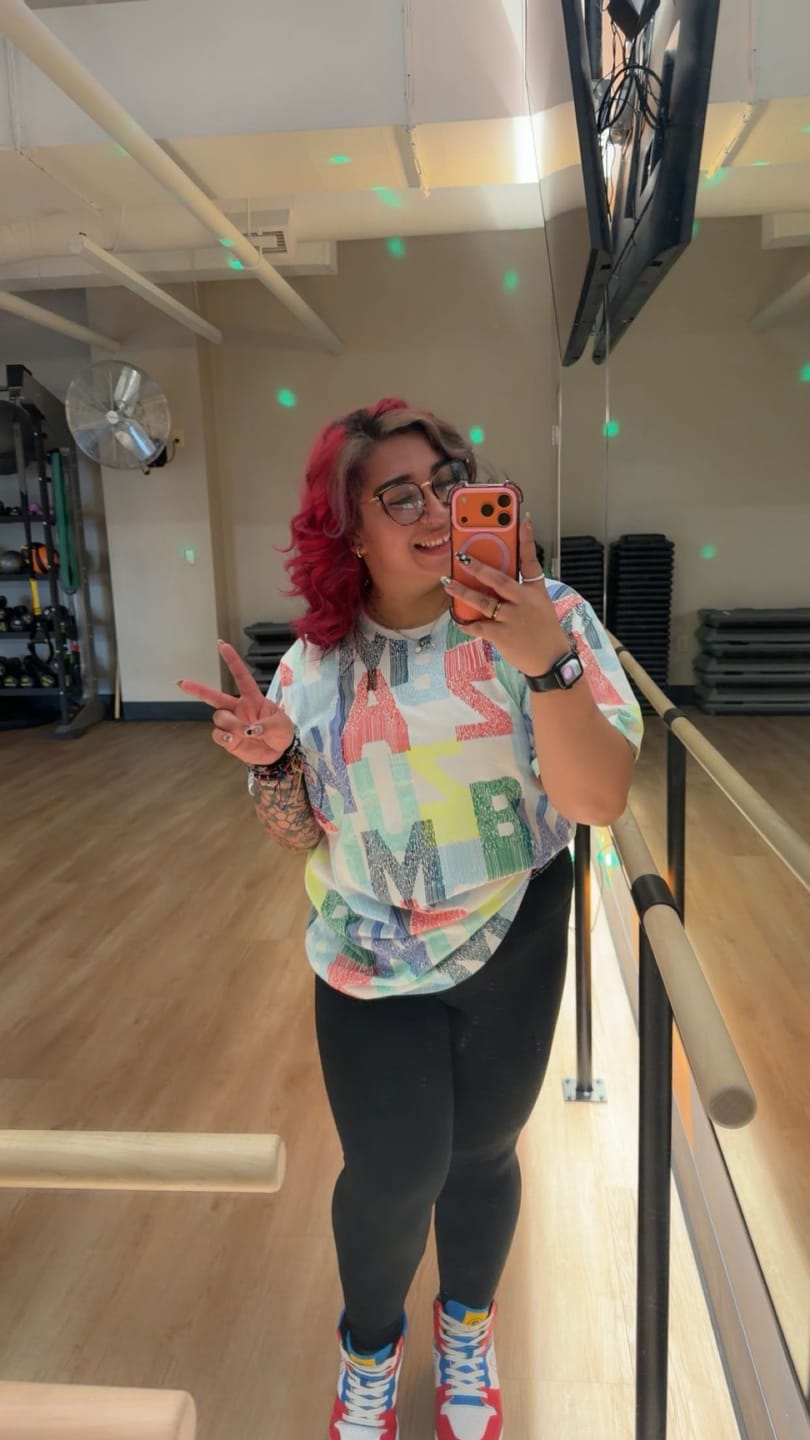 Customer photo review of Latin Movement Unisex Crew Neck Tee - White/Blue