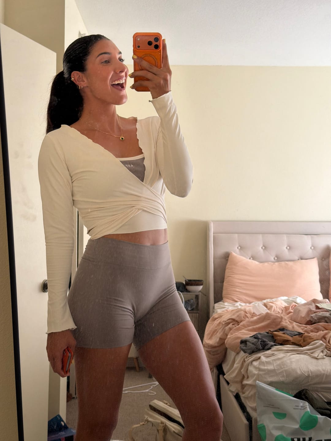 Customer photo review of The Wrap Top / Cream