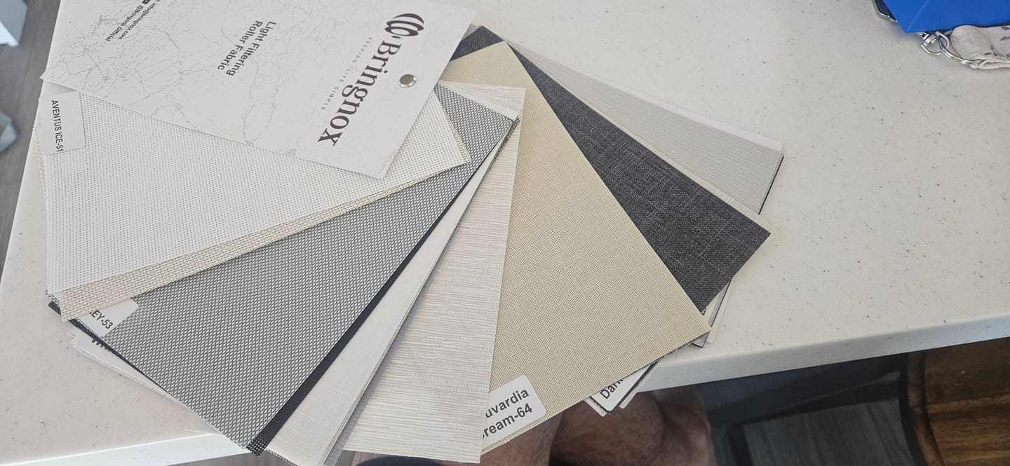 Customer photo review of Bringnox Motorized Blinds Light Filtering Fabric Swatch