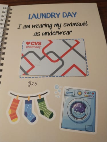 Customer photo review of The 'For When...' College Survival Kit - Gift Card Book